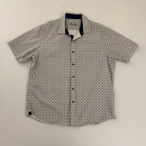Cream Micro Print Tasso Elba SS XL Men’s Button Shirt Extra Large Short Sleeve